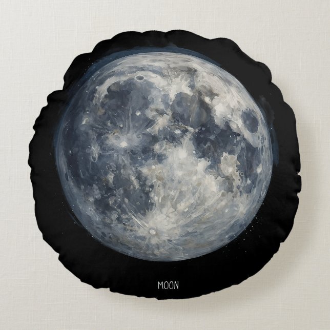 Coussins Ronds Une peinture de la lune dans un espace (Devant)