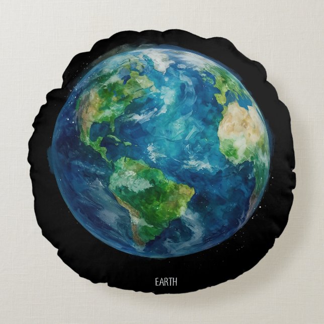 Coussins Ronds Une peinture de la terre dans l'espace (Devant)