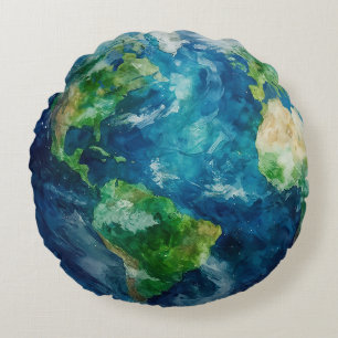 Coussins Ronds Une peinture de la terre dans un espace
