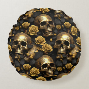 Coussins Ronds Une série de crânes et de roses Design 8