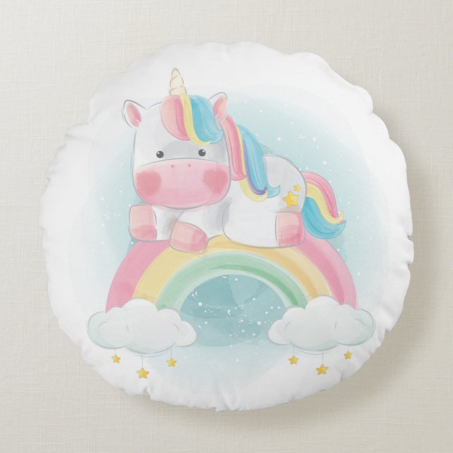 Coussins Ronds Unicorn et Rainbow (Devant)