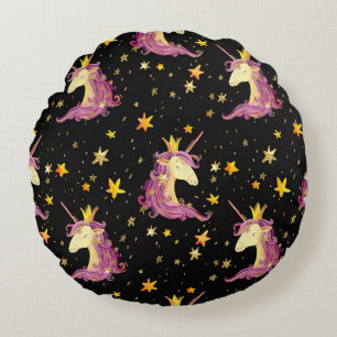 Coussins Ronds Unicorn Princess : Aquarelle Fairy Tale