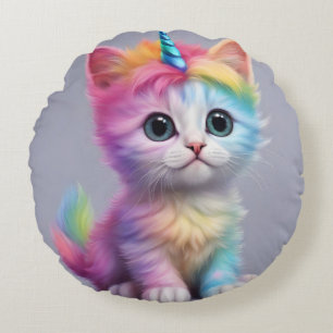 Coussins Ronds Unicorne arc-en-ciel Kitten