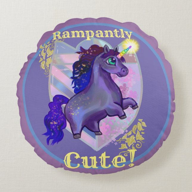Coussins Ronds Unicorne mignonne (Devant)