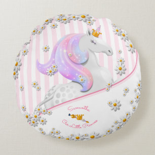 Coussins Ronds Unicorne rose rayée Princesse Nursery