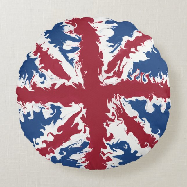 Coussins Ronds Union Jack Liquid Art (Devant)