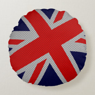 Coussins Ronds Union Jack moderne sur l'impression en fibre de ca