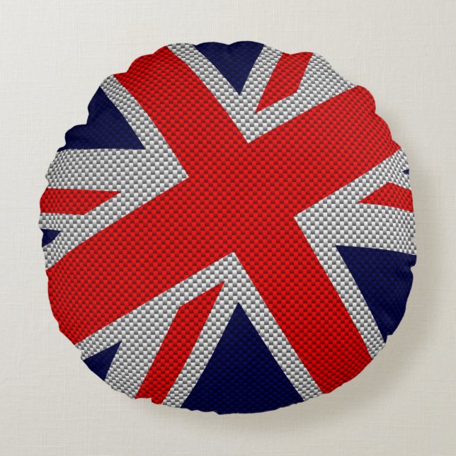 Coussins Ronds Union Jack moderne sur l'impression en fibre de ca (Devant)