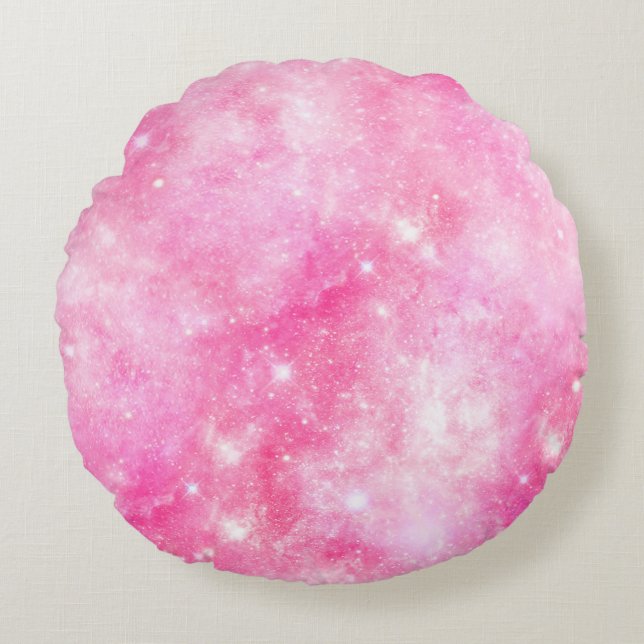 Coussins Ronds Univers de galaxie rose (Devant)