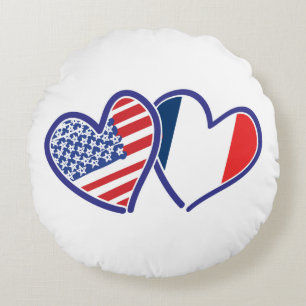 Coussins Ronds USA—France-Love