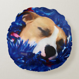 Coussins Ronds USA Patriotique Chien American Pit Bull Terrier