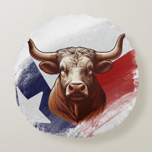 Coussins Ronds Vache longhorne du Texas (Devant)
