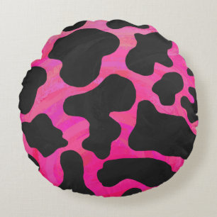 Coussins Ronds Vache rose chaud et noir