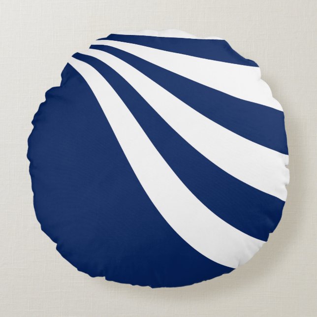 Coussins Ronds Vague Bleu et Blanc (Devant)