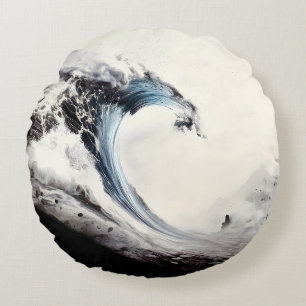 Coussins Ronds Vague bleue encrée