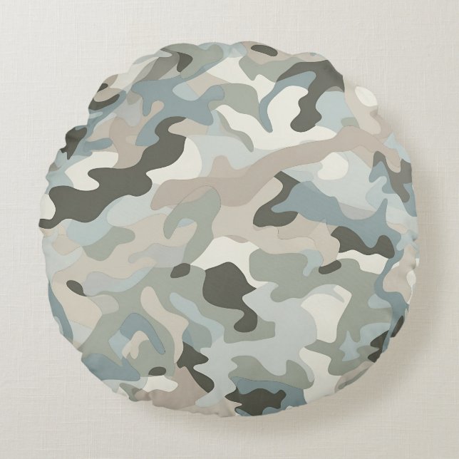 Coussins Ronds Vague camo bleu furtif (Devant)