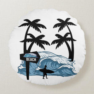 Coussins Ronds Vague de plage Funny