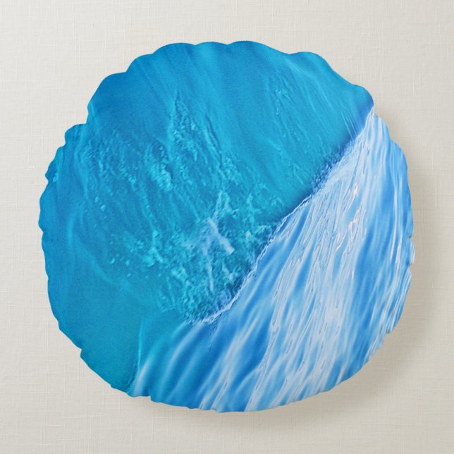 Coussins Ronds vague d'eau bleue cool (Devant)