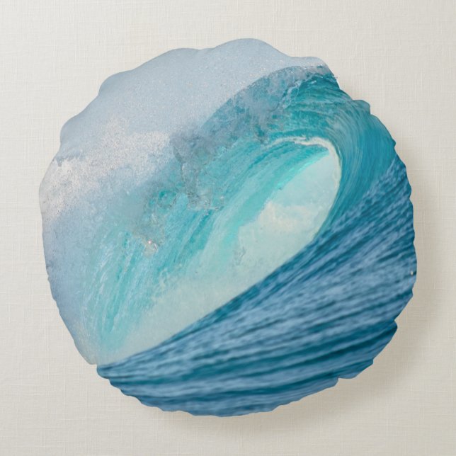 Coussins Ronds Vague surfante de baril se cassant autour du (Dos)