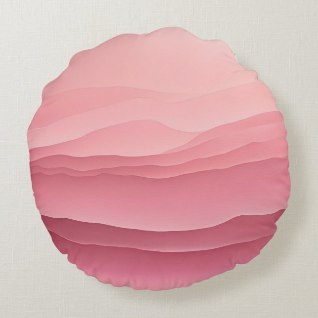 Coussins Ronds Vagues roses douces art IA  (Dos)
