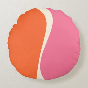 Coussins Ronds Vagues simples 2 en rose, orange et crème