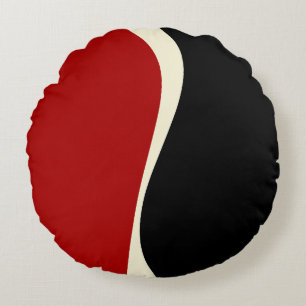 Coussins Ronds Vagues simples 2 en rouge et crème