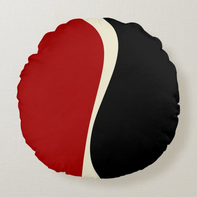 Coussins Ronds Vagues simples 2 en rouge et crème (Devant)