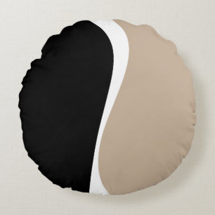 Coussins Ronds Vagues simples 2 - Taupe, noir et blanc