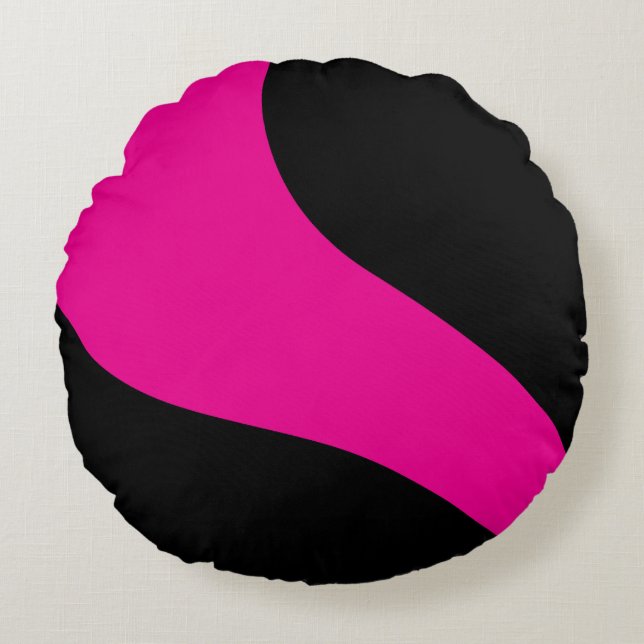 Coussins Ronds Vagues simples en Magenta et noir (Devant)