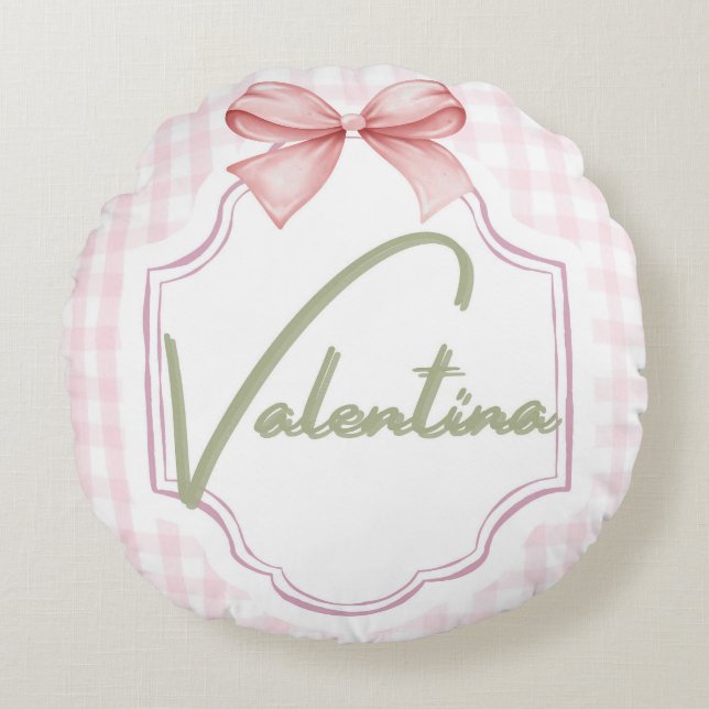 Coussins Ronds Valentina Baby Girl En vichy personnalisée (Devant)