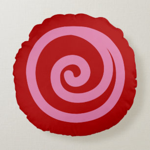 Coussins Ronds Valentine à spirale rouge et rose