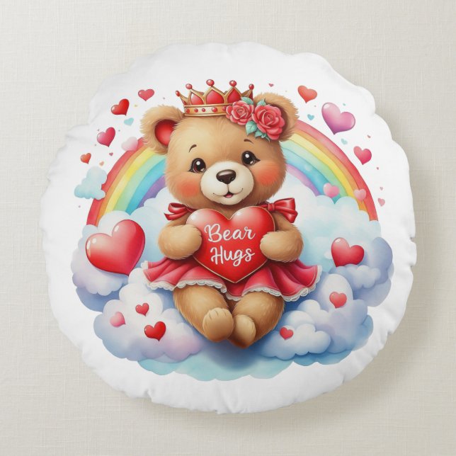 Coussins Ronds Valentine Bear Throw Pillow (Devant)
