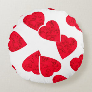 Coussins Ronds Valentines invisibles Jour coeur rouge blanc motif