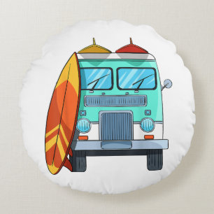 Coussins Ronds Van de surf Planche de surf Palmiers Surfing Surfe