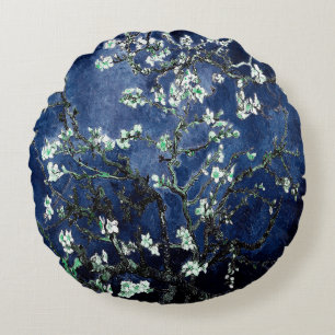 Coussins Ronds Van Gogh Almond Blossoms Midnight Blue