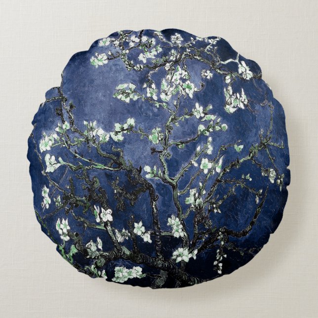 Coussins Ronds Van Gogh Almond Blossoms Midnight Blue (Devant)