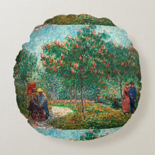 Coussins Ronds Van Gogh Garden à Montmartre avec amoureux