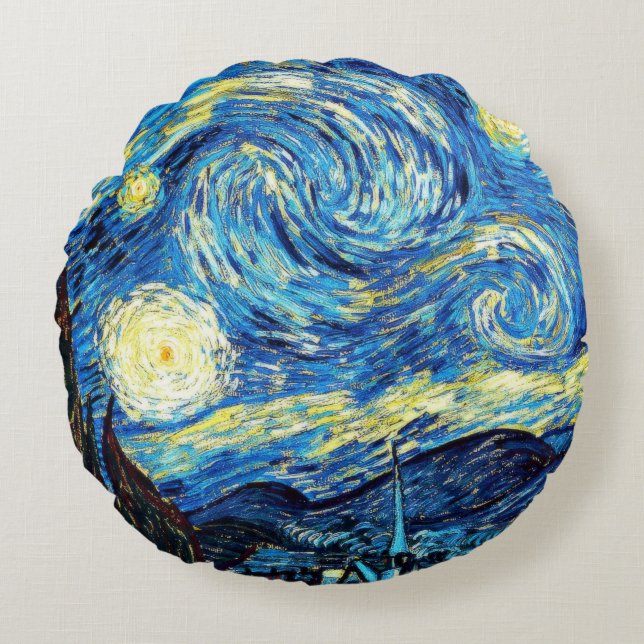 Coussins Ronds Van Gogh's famous painting, Starry Night, (Devant)