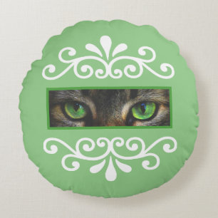 Coussins Ronds Vecteur floral yeux de chat photo personnalisée su
