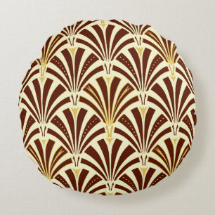 Coussins Ronds Ventilateur Art déco motif - chocolat à la crème