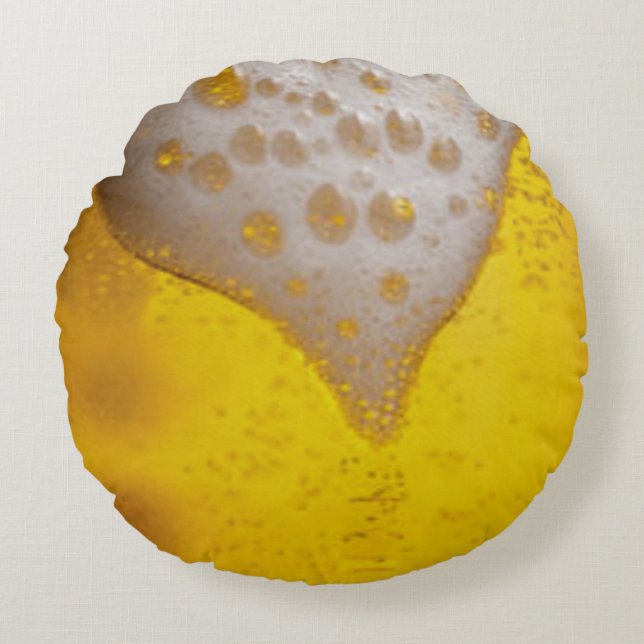 Coussins Ronds Verre à bière avec bulles et mousse (Devant)