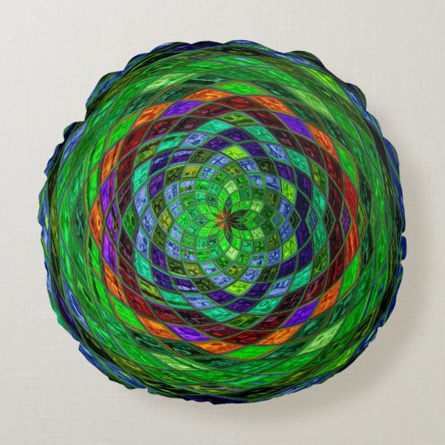 Coussins Ronds Verre Abstrait en mosaïque #8 (Devant)