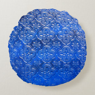 Coussins Ronds Verre bleu avec motif, verre, abstrait,