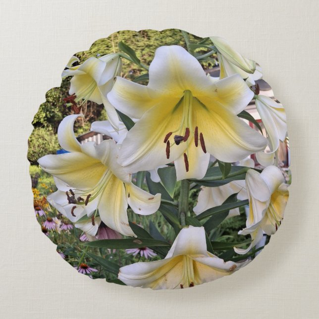 Coussins Ronds Verre Yellow Lilly (Devant)