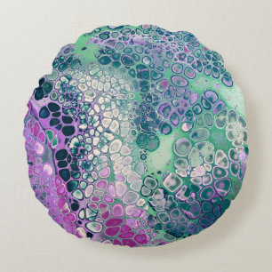 Coussins Ronds Verse acrylique sirène, Cool coloré Abstrait