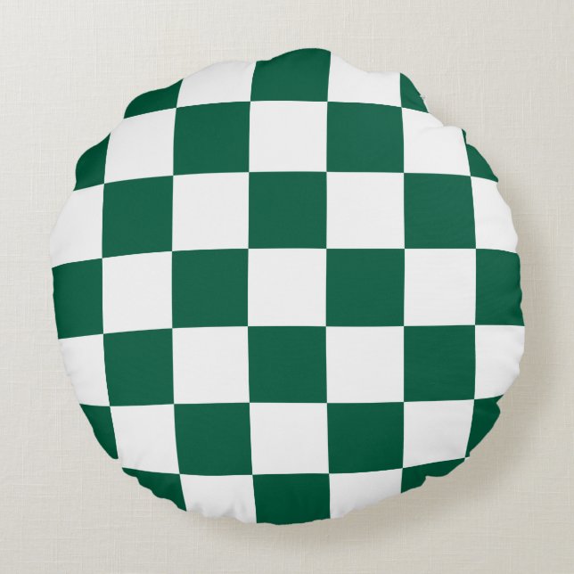 Coussins Ronds Vert chasseresse et carreaux blancs (Dos)