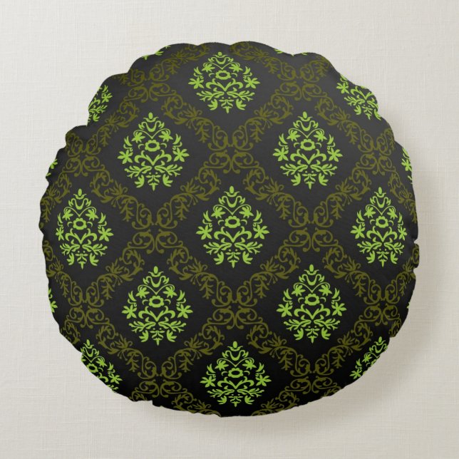 Coussins Ronds Vert floral de papier peint (Devant)