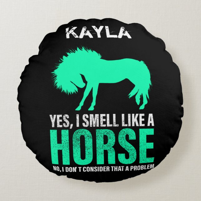 Coussins Ronds Vert Oui Je Sens Comme Un Cheval Personnalisé (Devant)