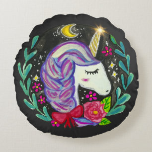 Coussins Ronds Vibes de Licorne Magique 