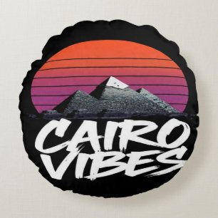 Coussins Ronds Vibes du Caire Vintage Style de rue égyptien & V